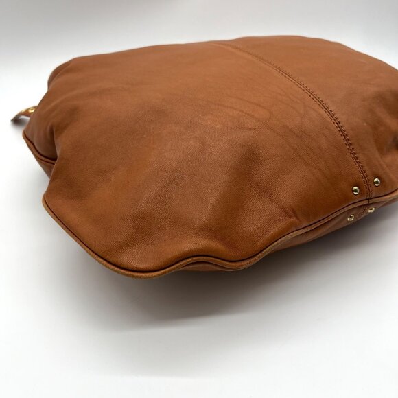 Badgley Mischka Acorn Brown Leather Hobo Bag - Picture 5 of 10